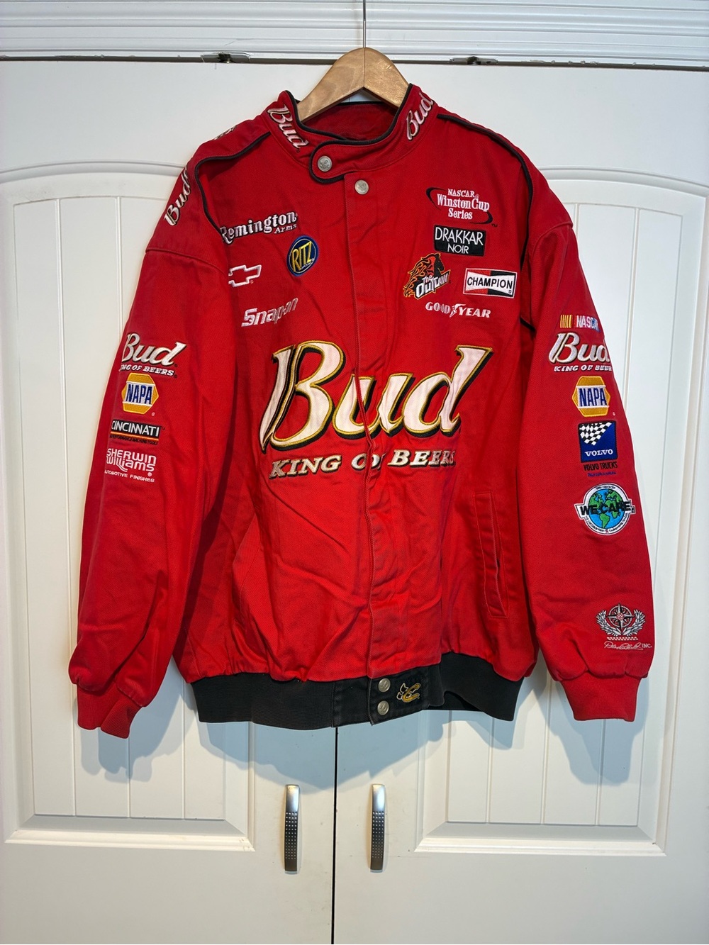 Budweiser Red Racing Jacket with Embroidered Logos Size XL
